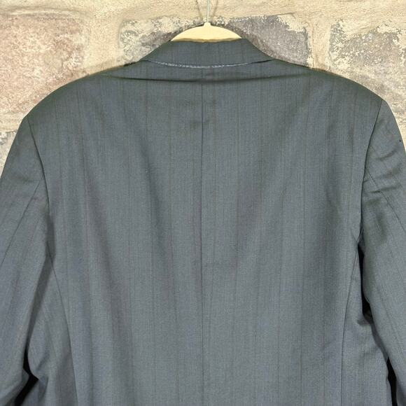 Givenchy Monsieur Double Breasted‎ Blazer Men's XL Gray Striped Jacket Coat Wool - Picture 6 of 16